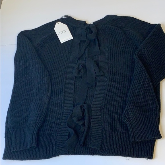 English Factory Knit Pullover,Back Bow Ties,BlackM - Picture 3 of 13